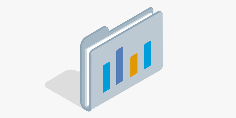 Illustration: File folder with graph columns on the cover