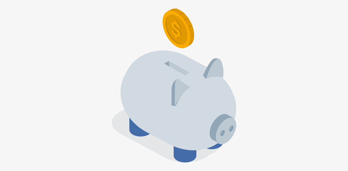 Illustration: A piggy bank with a coin suspended above